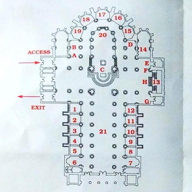 Diagram of the floor plan of the Almudena Cathedral