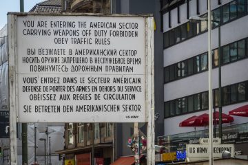 Sign in Berlin infroming people they are entering the American sectory